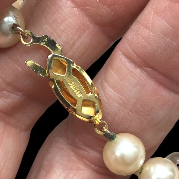 🌺Vintage Pearl & Lapis Necklace - Picture 7 of 15